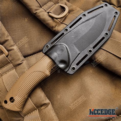 9" Tactical Knife FIXED BLADE KNIFE w/ Kydex Sheath Coyote Brown ...