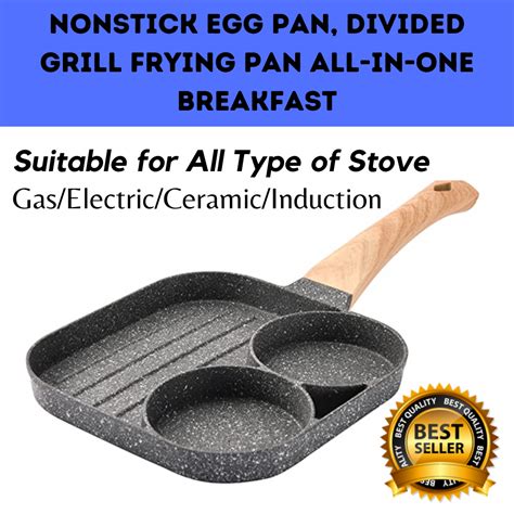 Multi-function 2 in 1 Non-stick Egg Pan with Grill Pan Fry Pan Steak ...
