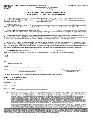 Fillable Online Indian Tribal Land Acquisition Program Assignment of ...