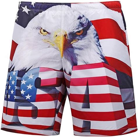 MCieloLuna Men's USA American Flag Eagle Swim Trunks Beach Shorts ...