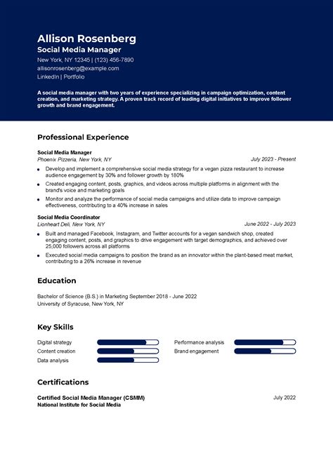 7 Social Media Manager Resume Examples and Templates for 2025 - ResumeBuilder.com