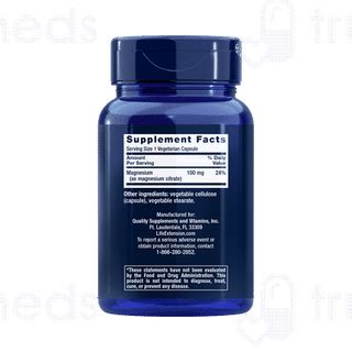Life Extension Magnesium 100mg Vegetarian Capsule 100 - Uses, Side ...