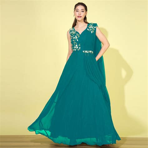 VDAO8734 Made to Measure Zircon Embellished Flared Cocktail Gown with ...