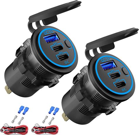 Amazon.com: 4 Port 12V USB Outlet Aluminum Charger, 78W Dual PD & QC ...