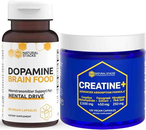 Amazon.com: NATURAL STACKS Dopamine Brain Food & Creatine Monohydrate ...