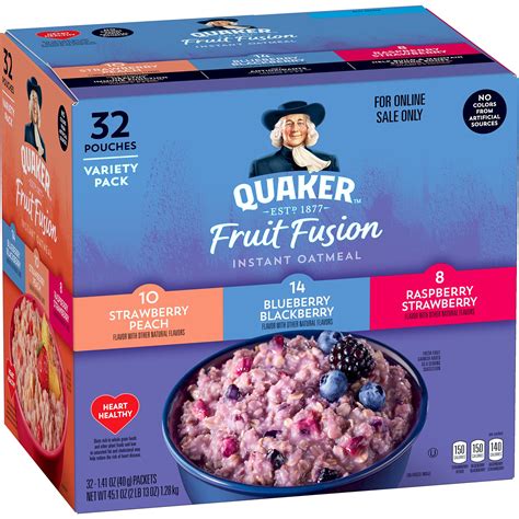 Quaker Instant Oatmeal, Fruit Fusion, 3 Flavor Variety Pack, 1.41oz ...