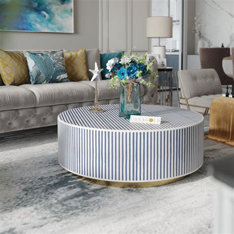 Inlay Philly Round Coffee Table- Waterfall