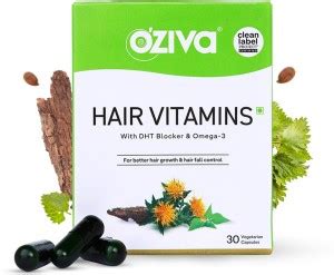 OZiva Hair Vitamins (DHT Blocker & Omega 3), Vegetarian Tablets for ...