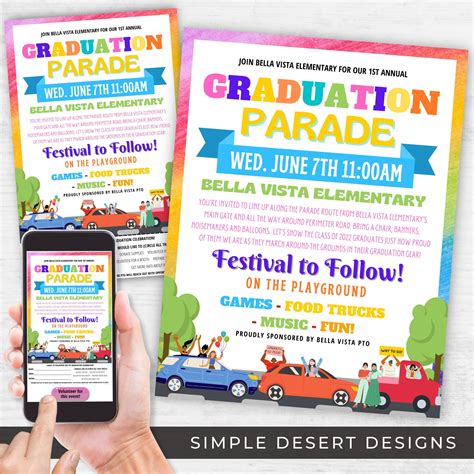 Graduation Parade Flyers Template - Simple Desert Designs