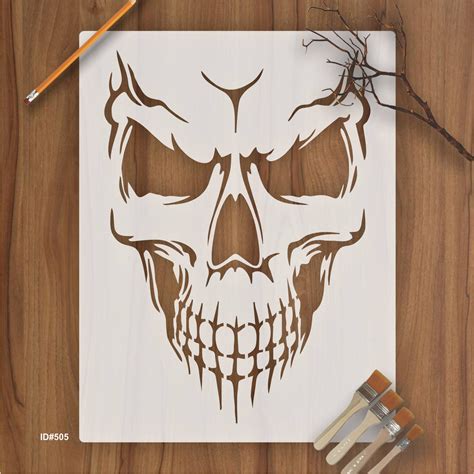 Evil Skull Stencil Scrapbook, Wall Painting, Coloring Embossing Album ...