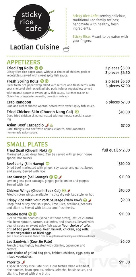 Sticky Rice Cafe menu in Knoxville, Tennessee, USA