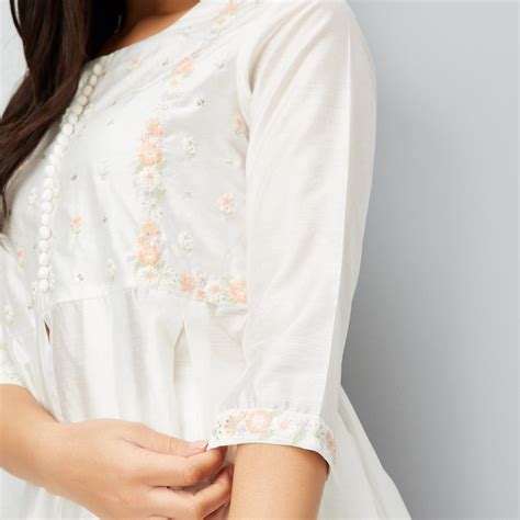 Buy Women Embroidered Front Slit Kurta with Palazzos Online at just Rs ...