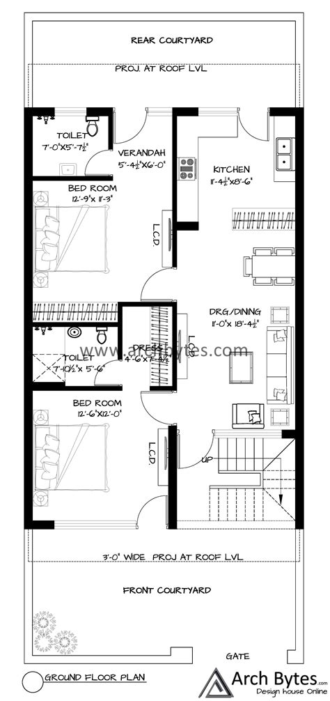 House Plan for 25x60 Feet Plot Size
