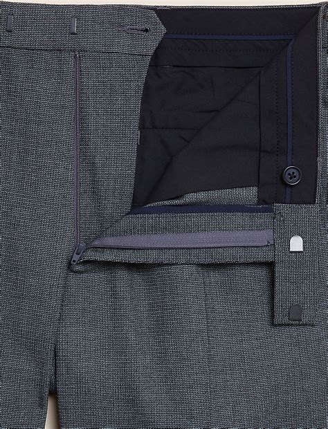 Buy Tailored Fit Textured Stretch Trousers at Marks & Spencer