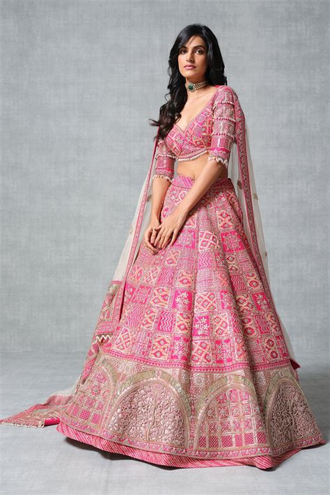 Pink Raw Silk Traditional Lehenga with Sidi Saiyyed Jali Inspired Bord ...