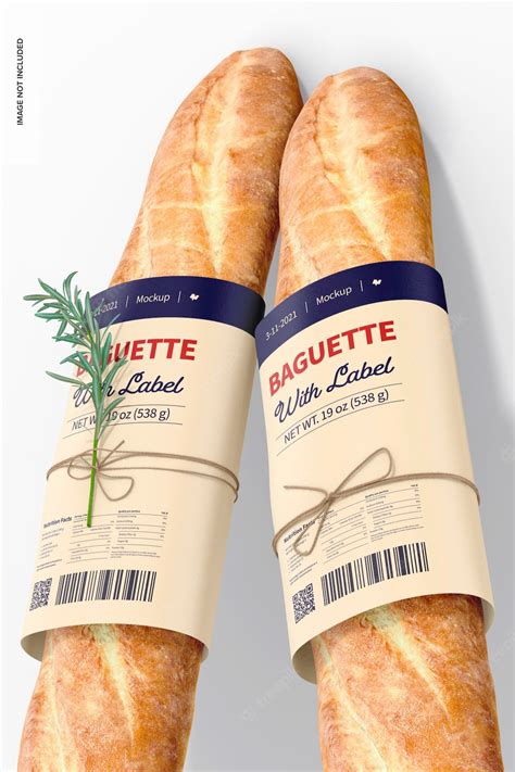 Baguettes with label mockup, leaned | Premium PSD