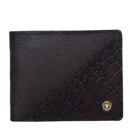 Silhouette Design Dark Brown Textured And Cut Croco Print Leather Bi-F