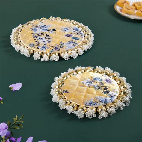 Round Decorative Trivet Mat Set Of 2 Yellow Online - Premium Trivet ...