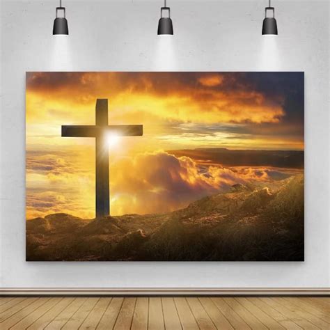 Buy DASHAN Jesus Christ Cross Backdrop Calvary Hill Sunset Landscape ...
