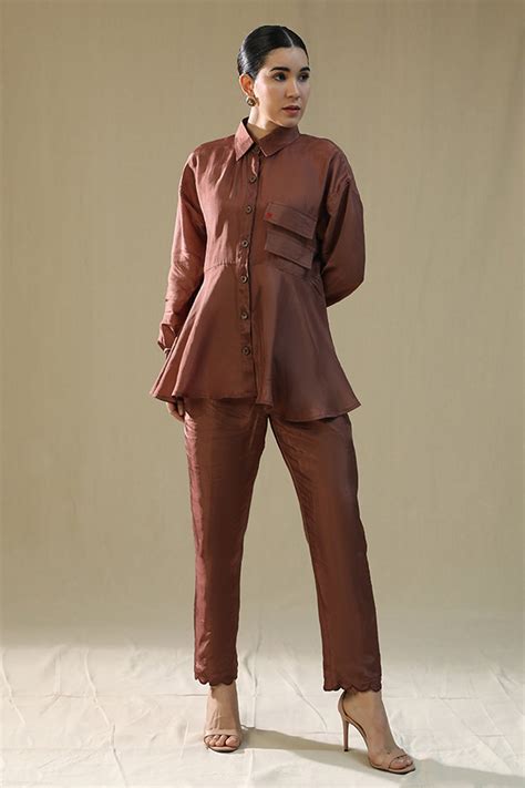 Buy Brown Thread Work Co-ord Set by Arpita Sulakshana