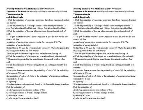 Image result for Mutually Exclusive GCSE