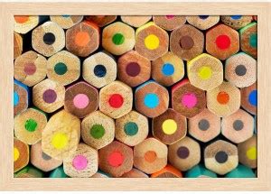 Multi Colored Pencils Paper Poster Natural Brown Frame | Top Acrylic ...