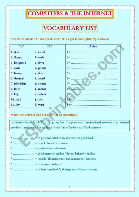 Computer Worksheet Internet 的图像结果