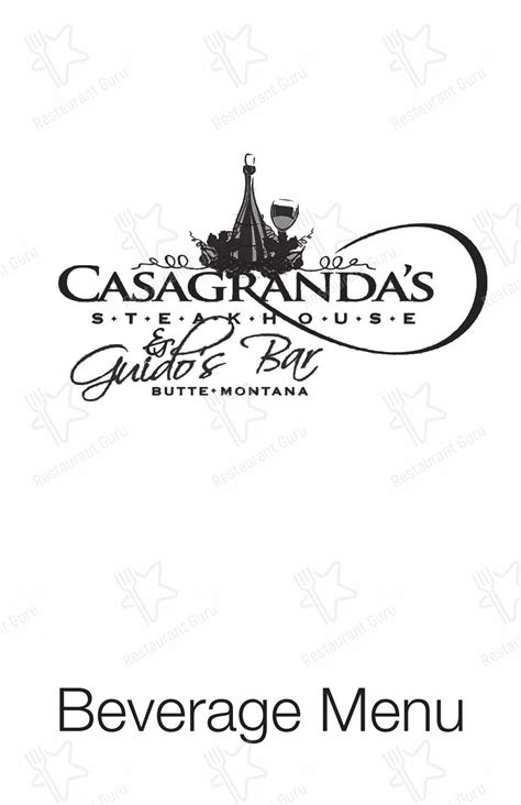 Menu at Casagranda's Steakhouse, Butte