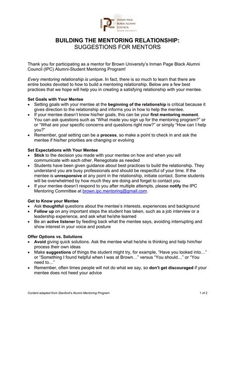 IPC Mentoring Program - Guide for Mentors | PDF