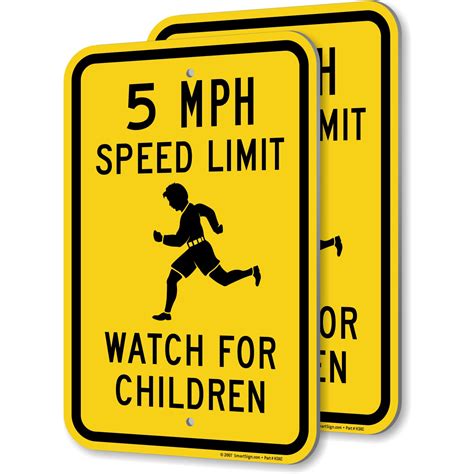 SmartSign 5 MPH Speed Limit Sign - 2 Pack, Watch For Children Sign, 18 ...