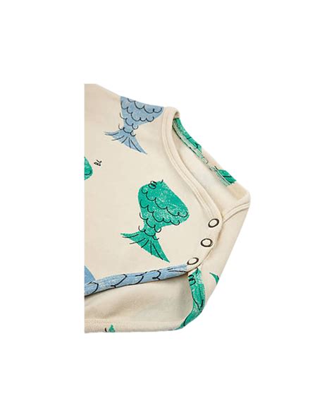 Bobo Choses Multicolor Fish Bodysuit - White - BCI Cotton boy