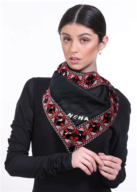 Get Contrast Woven Border Detail Black Neck Warmer at ₹ 4480 | LBB Shop