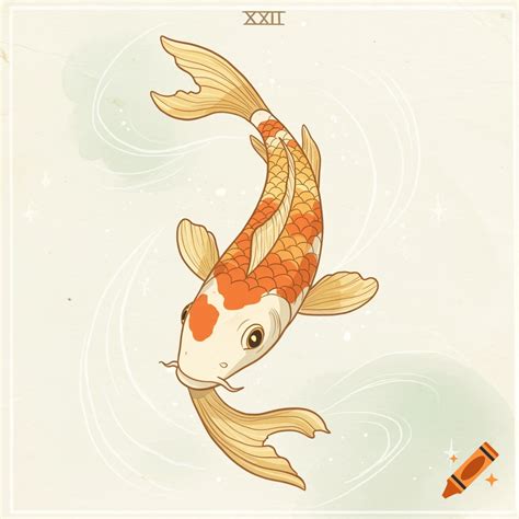 Minimalist illustration of an orange and white koi fish, with the Roman ...