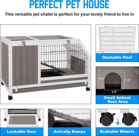 Buy Petscosset Rabbit Hutch Indoor Bunny Cage Wooden Outdoor Rabbit ...