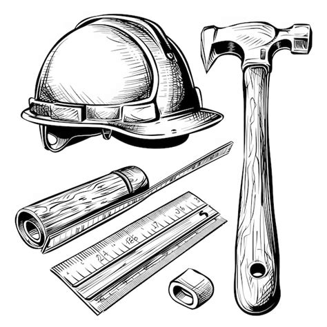 A drawing of a hard hat and a hard hat | Premium AI-generated image