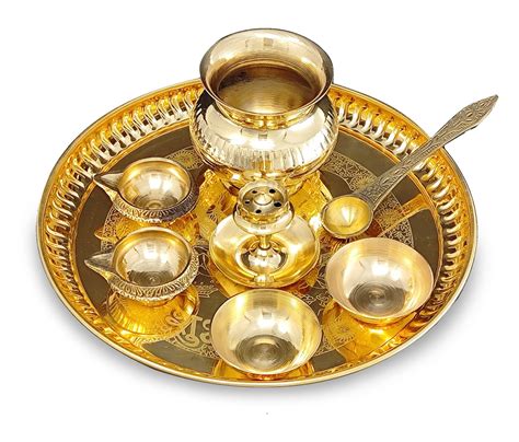 Nobility Pooja Thali Set Brass Puja Thali Pital 8 Inch | Desertcart INDIA
