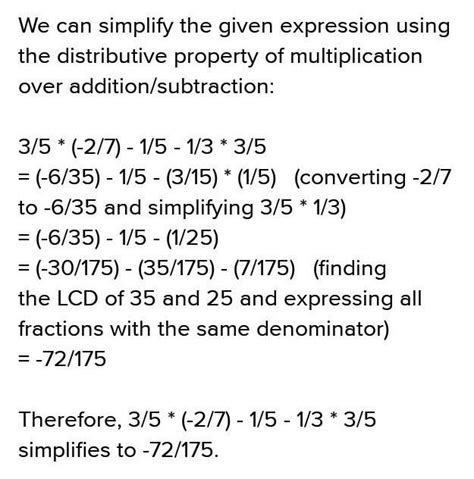 Q17. Using appropriate property find : 3/5 * (- 2/7) - 1/5 - 1/3 * 3/5 ...