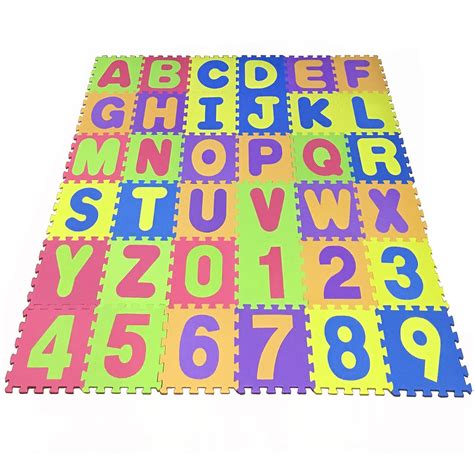 Alphabet and Numbers Foam Puzzle Play Mat,Non-Toxic EVA 36 Piece Multi ...