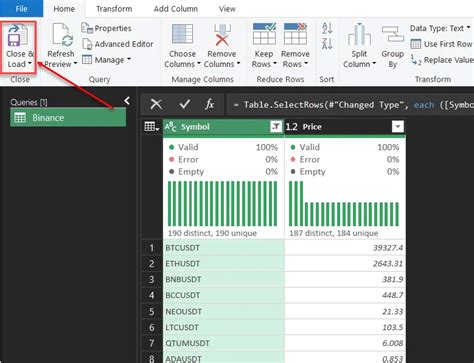 Excel API for Binance 的图像结果