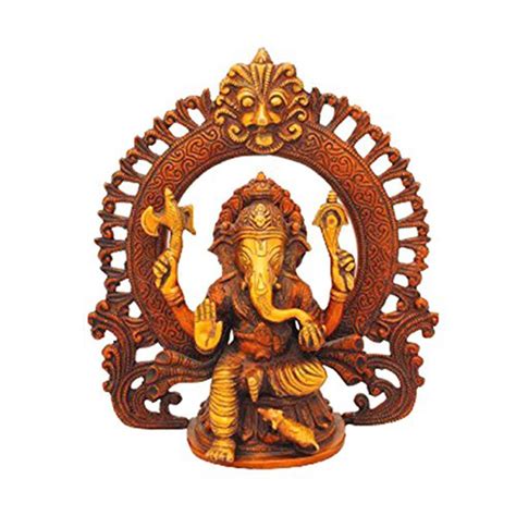 Idol Collections Brass Ganesha Sitting with Ring in Copper Red Finish ...