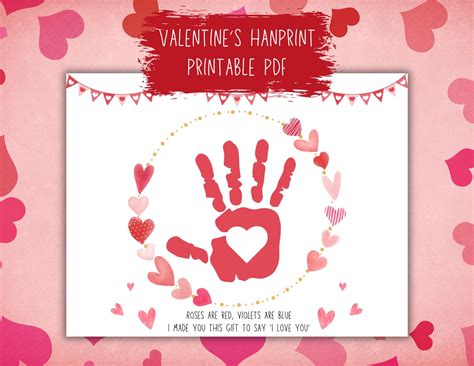 Valentine's Handprint Craft for Kids, Printable Valentine's Art for ...