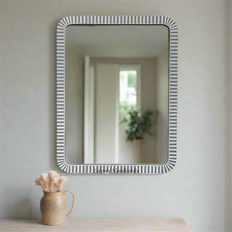 Bone Inlay Edged Mirror Grey | Large Bone Inlay Mirror – Luxury Handicrafts