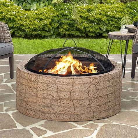 Wood Burning Stone Fire Pit 120 Cm Fire Pit Bricks Outdoor Fire Place