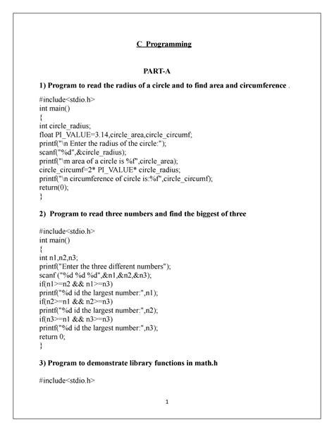 C maual - Lab manual as per new NE P syllabus. - C Programming **PART-A ...