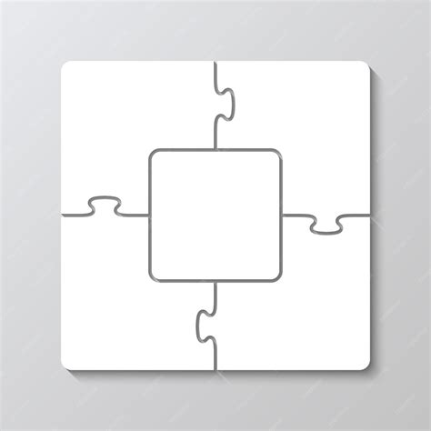 Puzzle square template square info graphic with 5 pieces jigsaw puzzle ...