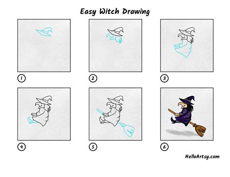 Easy Witch Drawing - HelloArtsy