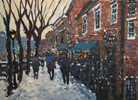 wintry mix snowstorm old town alexandria va original impressionist ...