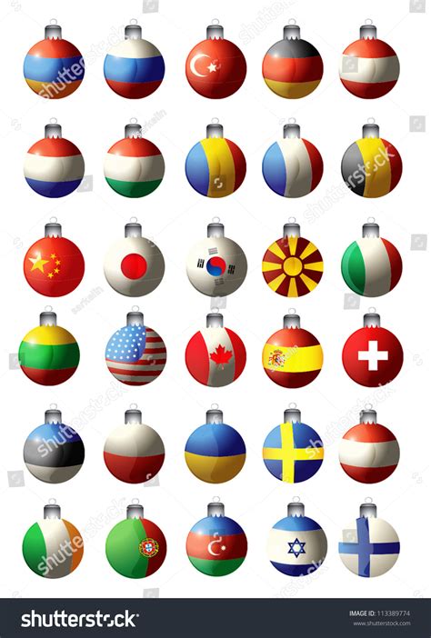 Christmas Toys Flags Different Countries Vector Stock Vector (Royalty Free) 113389774