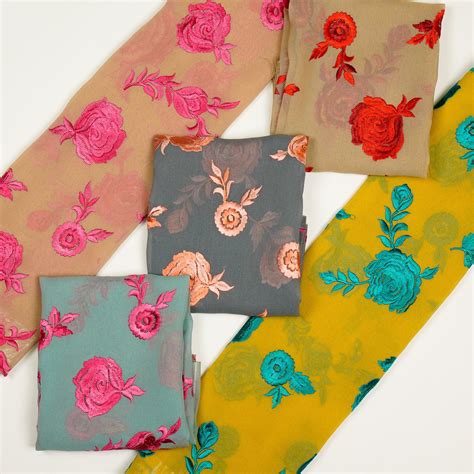 Ruma Rose Buta on Silk Georgette – Zarinama