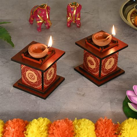 Buy Gift Kya De Diya Stand Wooden Traditional Tulsi Chaura Design ...